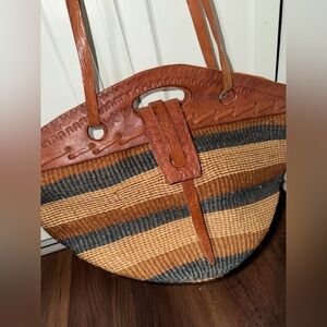 Vintage Woven Sisal & Leather Large Tote Shopper
Bag clutch handbag rare $350